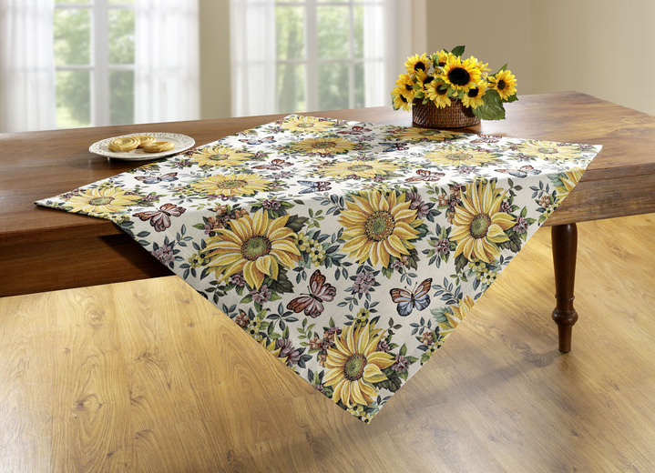 Tischdecken - Tisch- und Raumdekoration mit Sonnenblumen-Dessin, in Größe 110 (Läufer, 40/100 cm) bis 405 (Kissenbezug, 50/ 50 cm), in Farbe BUNT Ansicht 4