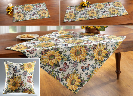 Tisch- und Raumdekoration mit Sonnenblumen-Dessin