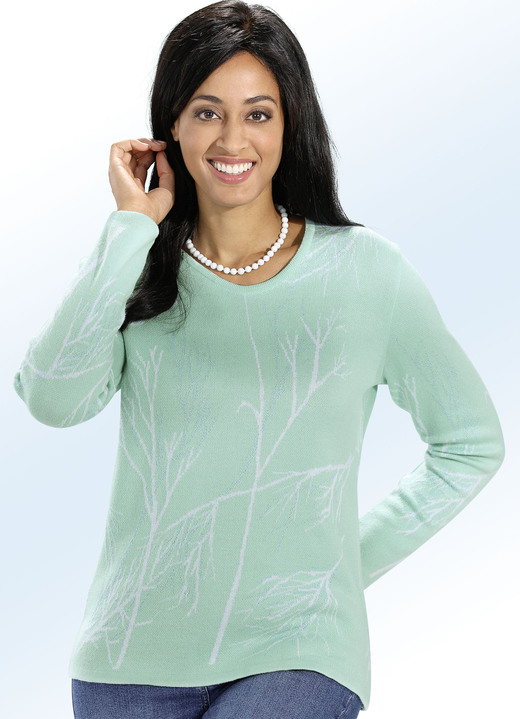 - Pullover in superweicher Qualität aus edlem Jacquard mit Glitzereffekten, in Größe 038 bis 054, in Farbe MINT