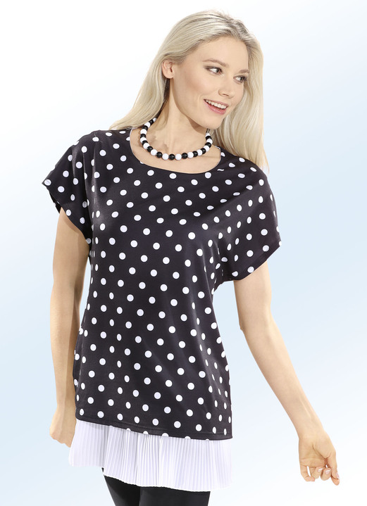 Damenmode - Longshirt mit überschnittener Schulterpartie , in Größe 034 bis 052, in Farbe SCHWARZ-WEISS