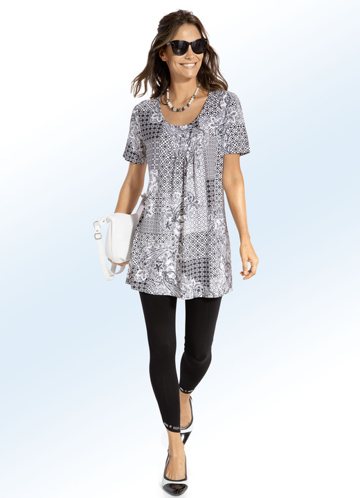 Longshirts - Longshirt mit Faltenlegung in 3 Farben Ansicht 4 Longshirts - Longshirt mit Faltenlegung in 3 Farben, in Größe 038 bis 056, in Farbe MINT-WEISS Ansicht 4