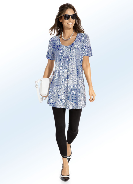 Longshirts - Longshirt mit Faltenlegung in 3 Farben Ansicht 6 Longshirts - Longshirt mit Faltenlegung in 3 Farben, in Größe 038 bis 056, in Farbe MINT-WEISS Ansicht 6