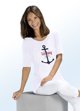 Shirt mit maritimer Stickerei-Applikation in 2 Farben