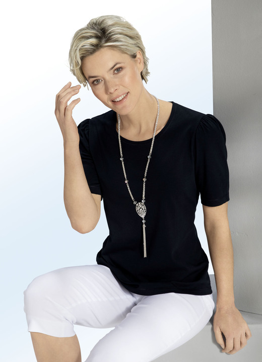 Shirts - Shirt mit dezenter Kräuselung in 4 Farben, in Größe 036 bis 054, in Farbe HELLBLAU Ansicht 4