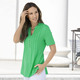 Tuniken - Shirt-Tunika mit Schlingenknopfleiste – Farbe GRÜN Tuniken - Shirt-Tunika mit Schlingenknopfleiste, in Größe 036 bis 054, in Farbe KORALLE
