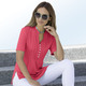 Tuniken - Shirt-Tunika mit Schlingenknopfleiste – Farbe KORALLE Tuniken - Shirt-Tunika mit Schlingenknopfleiste, in Größe 036 bis 054, in Farbe KORALLE