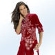 Blusen - Longbluse mit Floraldessin – Farbe ROT-ECRU Blusen - Longbluse mit Floraldessin, in Größe 036 bis 054, in Farbe SCHWARZ-ECRU