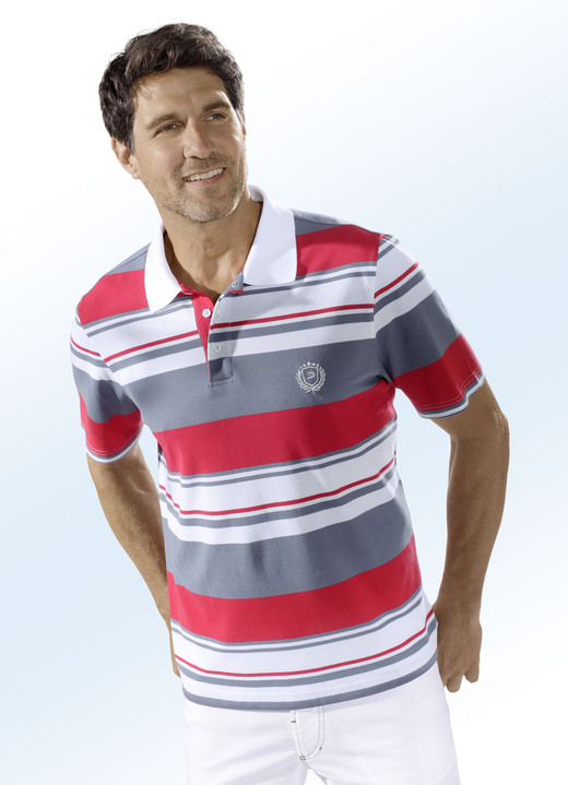 Hemden, Pullover & Shirts - Poloshirt in 2 Farben, in Größe 046 bis 062, in Farbe ROT-BUNT Ansicht 1