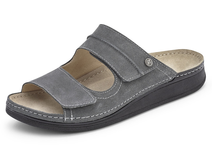 Sandalen & Pantoletten - Mubb, bequeme Herren-Pantoletten, Weite H, mit Klettverschluss, in Größe 040 bis 046, in Farbe GRAFIT Ansicht 1