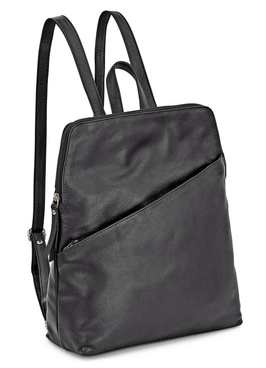 Taschen - Rucksack aus schwarzem Vollrind-Nappaleder, in Farbe SCHWARZ Ansicht 1