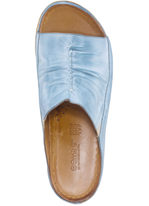 Komfortschuhe - Gemini Pantolette mit seitlichen Gummizügen, in Größe 036 bis 042, in Farbe HELLBLAU Ansicht 2