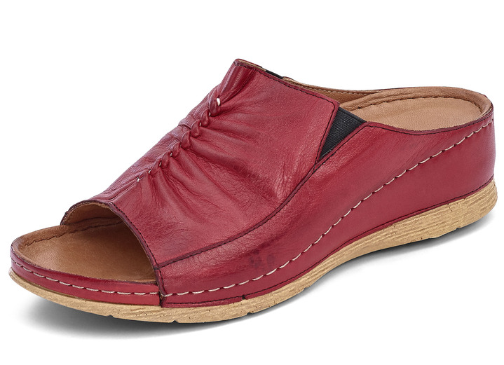 Komfortschuhe - Gemini Pantolette mit seitlichen Gummizügen , in Größe 036 bis 042, in Farbe ROT Ansicht 1