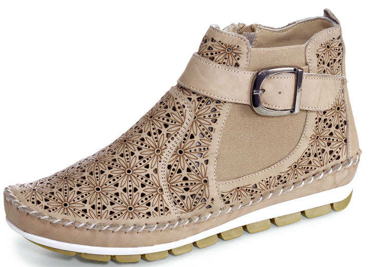 Komfortschuhe - Gemini Mokassin-Stiefelette mit verstellbarer Zierspange, in Größe 035 bis 042, in Farbe TAUPE Ansicht 1