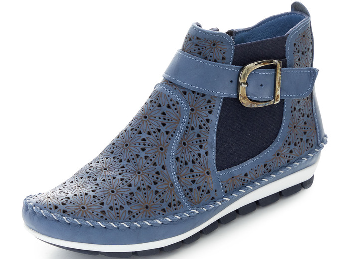 Komfortschuhe - Gemini Mokassin-Stiefelette mit verstellbarer Zierspange, in Größe 035 bis 042, in Farbe ROYALBLAU Ansicht 1