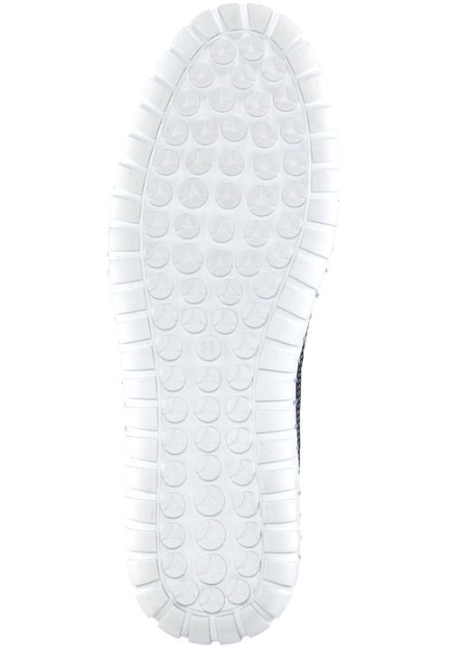 Komfortschuhe - Gemini Slipper mit sommerlich perforiertem Rind-Nappaleder, in Größe 036 bis 041, in Farbe MARINE Ansicht 4