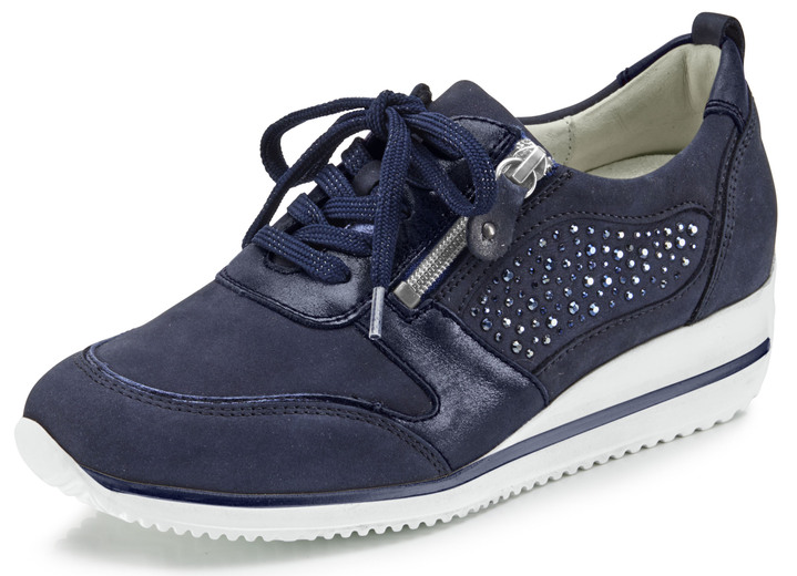 Komfortschuhe - Waldläufer Schnürschuh aus Rind-Nubukleder, in Größe 3 1/2 bis 8, in Farbe MARINE Ansicht 1