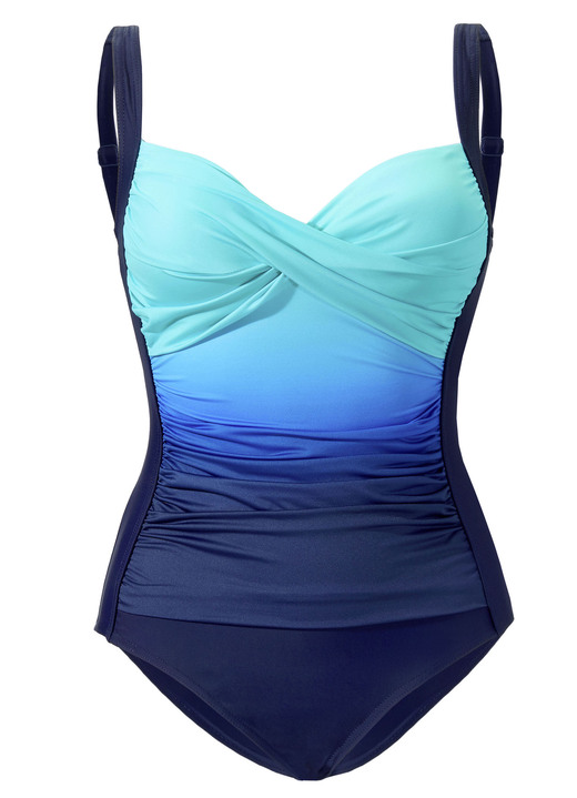 Bademode - Laurina Badeanzug mit verstellbaren Trägern und Halbkorsage, in Größe 038 bis 052, in Cup B, in Farbe MARINE-BUNT Ansicht 2