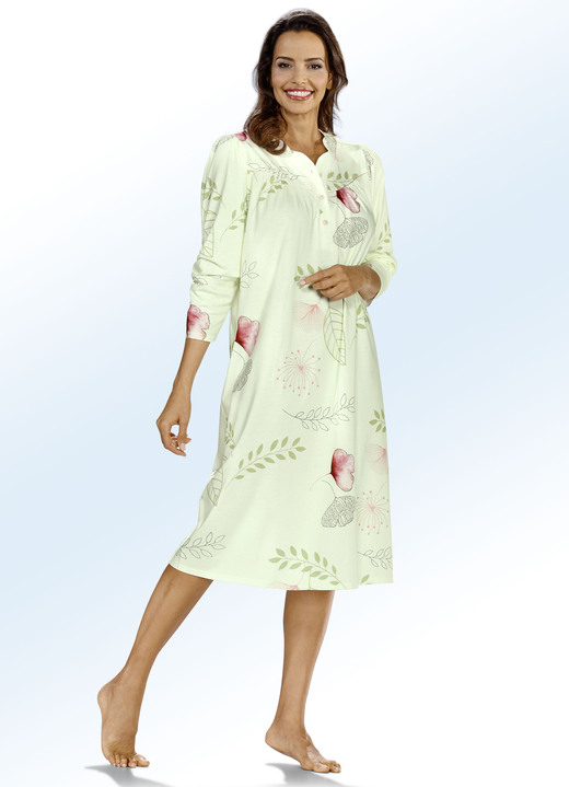 Nachthemden - Zweierpack Nachthemden, 3/4 -langen Ärmeln mit Knopfleiste, in Größe 038 bis 060, in Farbe 1X ZARTFLIEDER-BUNT, 1X ZARTFLIEDER Ansicht 11