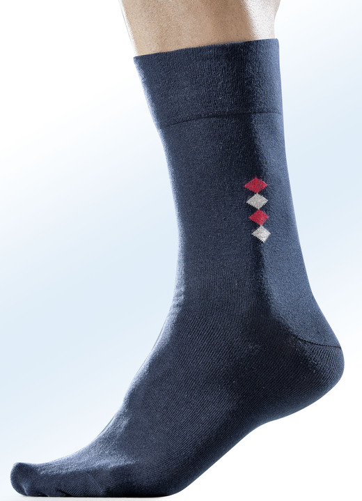 Unterwäsche - Fünferpack Socken mit handgekettelter Spitze und druckfreiem Bund, in Größe 001 (Schuhgrösse 39-42) bis 003 (Schuhgrösse 47-50), in Farbe 3X SCHWARZ, 2X ANTHRAZIT Ansicht 1