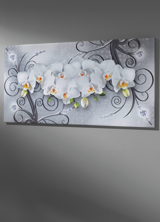 Blumen - Bild mit dem Titel Orchideen, in Farbe WEISS-SILBER Ansicht 2