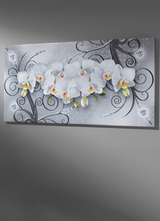 Blumen - Bild mit dem Titel Orchideen, in Farbe WEISS-SILBER