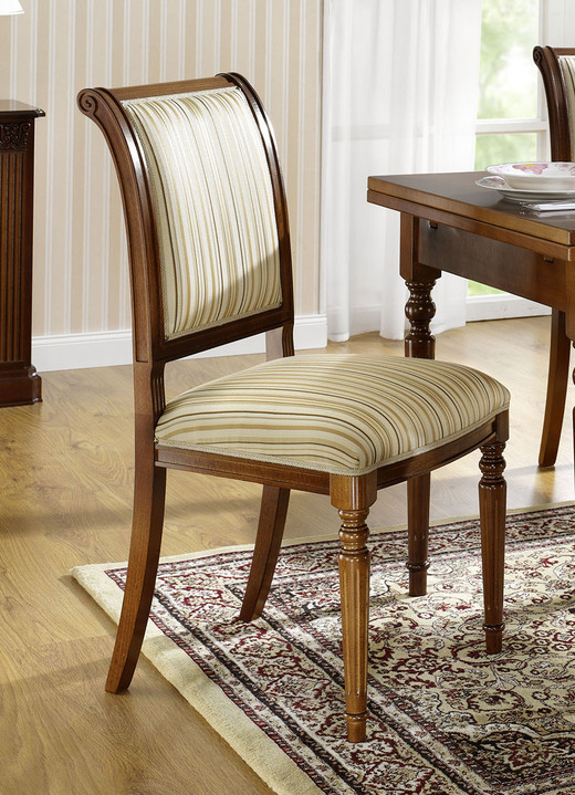 Sitzmöbel - Esszimmermöbel mit Federkern und Schaumstoffpolsterung, in Farbe HELLBLAU-GESTREIFT, in Ausführung Armlehnenstuhl Ansicht 2