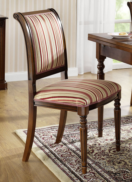 Sitzmöbel - Esszimmermöbel mit Federkern und Schaumstoffpolsterung, in Farbe HELLBLAU-GESTREIFT, in Ausführung Armlehnenstuhl Ansicht 3