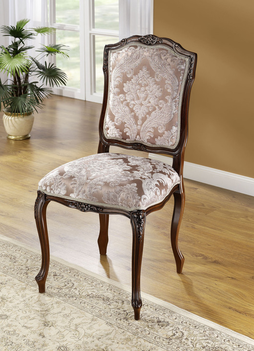 Stühle & Sitzbänke - Sitzmöbel auf massivem Buchenholz-Gestell und mit komfortablem Federkern, in Farbe NUSSBAUM-BRAUN, in Ausführung Stuhl