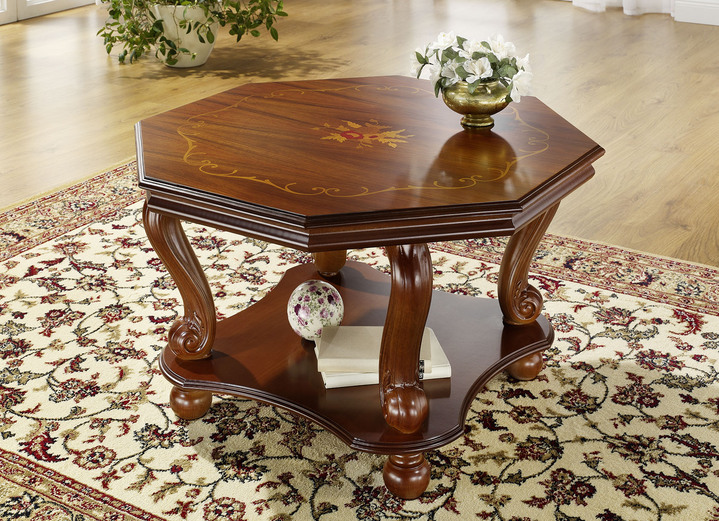 Couchtische - Couchtisch mit echter Marmor-Einlage, in Farbe NUSSBAUM Ansicht 1