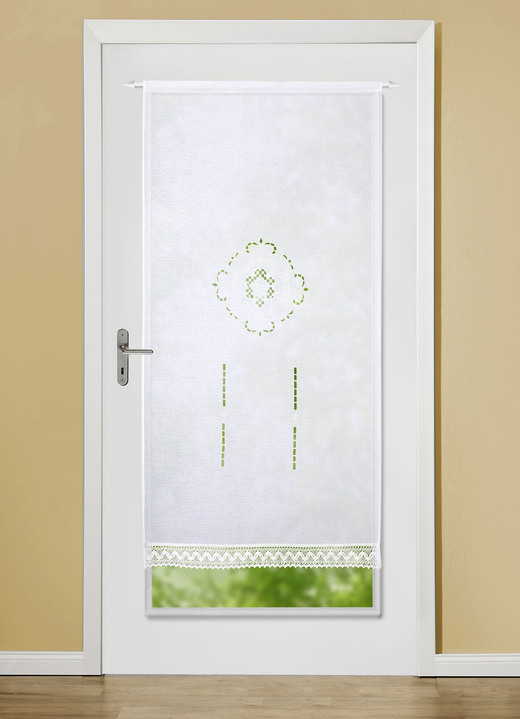 Klassisch - Fenster- und Türbehang mit Stangendurchzug Ansicht 2 Klassisch - Fenster- und Türbehang mit Stangendurchzug, in Größe 309 (Fensterbehang, H 80xB40 cm) bis 349 (Türbehang, H180xB90 cm), in Farbe WEISS Ansicht 2