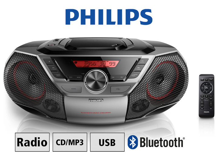 Modern - Philips AZ700T Digitalradio mit CD, in Farbe SCHWARZ Ansicht 1