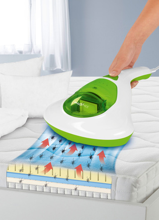 Reinigungsgeräte - Milbensauger mit UV-C-Lampe – Farbe WEISS-GRÜN – Ansicht  Reinigungsgeräte - Milbensauger mit UV-C-Lampe, in Farbe WEISS-GRÜN – Farbe WEISS-GRÜN – Ansicht
