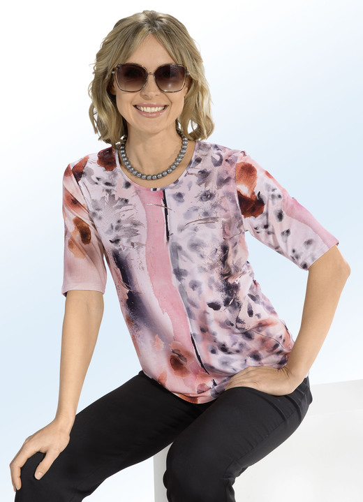 Damenmode - Wunderschönes Shirt in 2 Farben, in Größe 036 bis 054, in Farbe APRICOT-BUNT