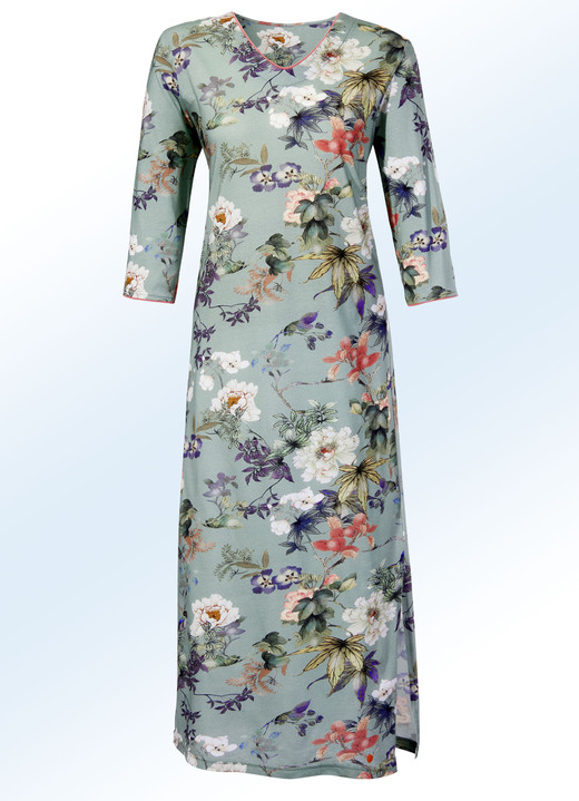 Nachthemden - Nachthemd, wadenlang mit 3/4-langen Ärmeln, in Größe 038 bis 052, in Farbe MARINE-BUNT Ansicht 3