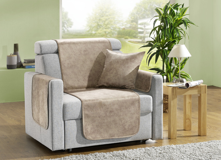 Sessel- & Sofaüberwürfe - Wohnaccessoires mit Anti-Rutsch-Beschichtung, in Größe 101 (Sesselschoner, 50x150 cm) bis 905 (2 Kissenbezüge, 40x40 cm), in Farbe GRÜN Ansicht 4