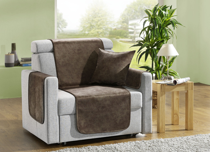 Sessel- & Sofaüberwürfe - Wohnaccessoires mit Anti-Rutsch-Beschichtung, in Größe 101 (Sesselschoner, 50x150 cm) bis 905 (2 Kissenbezüge, 40x40 cm), in Farbe BEIGE Ansicht 6