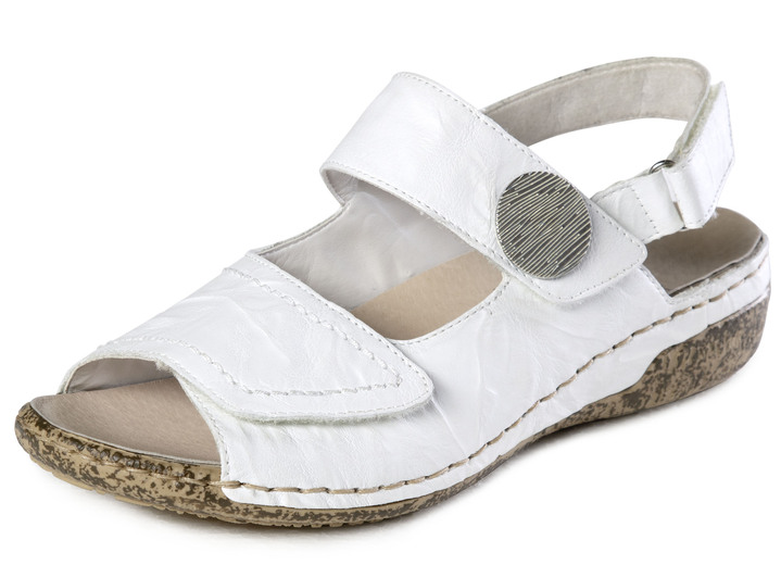 Komfortschuhe - Rieker, bequeme Damen-Sandalen, Weite H, mit herausnehmbarem Fußbett, in Größe 036 bis 042, in Farbe WEISS Ansicht 1