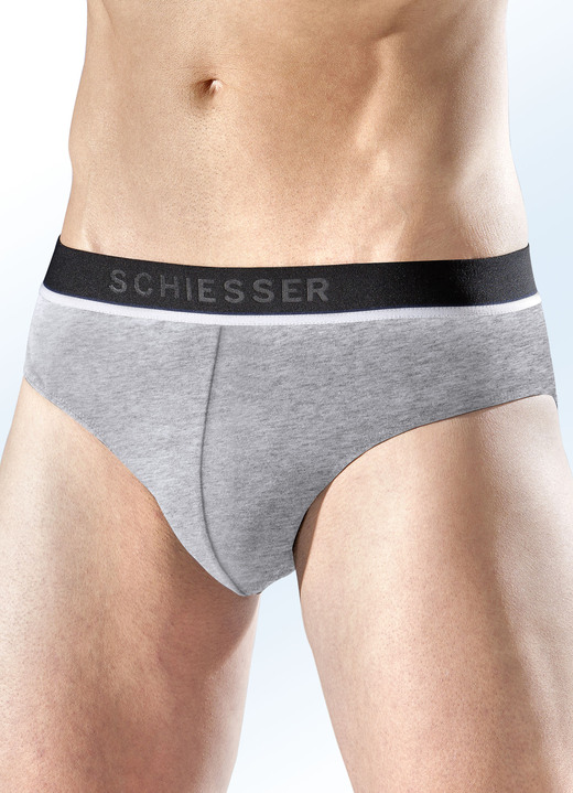 Unterwäsche - Schiesser Dreierpack Slips aus Feinjersey, in Größe 004 bis 008, in Farbe 1X MARINE, 1X ROT, 1X GRAU MELIERT Ansicht 3