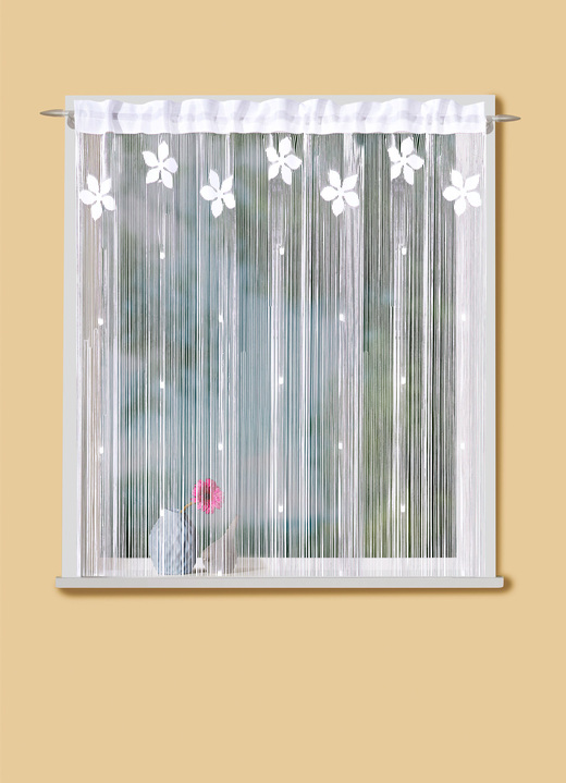 Traum in Weiß - Fadenstore mit Blumen, in Größe 346 (125x 95 cm) bis 392 (245x 95 cm), in Farbe WEISS Ansicht 1