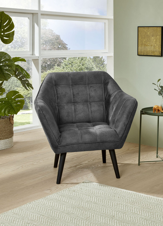 Polstermöbel - Stilvoller Sessel auf stabilem Holzgrundgestell, in Farbe ANTHRAZIT Ansicht 1