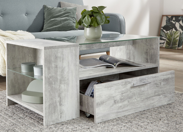 Couchtische - Couchtisch mit ESG-Sicherheitsglas, in Farbe BETON Ansicht 1