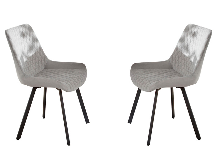 Sitzmöbel - Stühle, 2er-Set, mit schwarzen Metallfüßen, in Farbe GRAU Ansicht 1