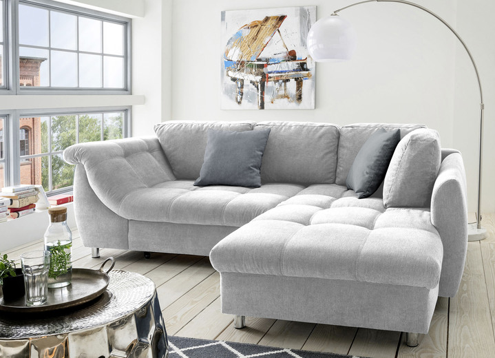 Funktions-Polstermöbel - Polsterecke mit Dekokissen Ansicht 2 Funktions-Polstermöbel - Polsterecke mit Dekokissen, in Farbe BLAU, in Ausführung mit Bettfunktion Ansicht 2