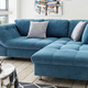 Funktions-Polstermöbel - Polsterecke mit Dekokissen – Farbe BLAU Funktions-Polstermöbel - Polsterecke mit Dekokissen, in Farbe BLAU, in Ausführung mit Bettfunktion
