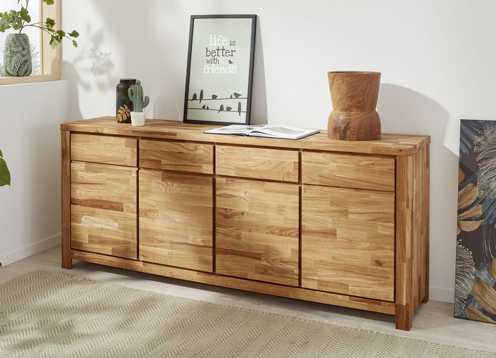 Sideboards & Kommoden - Möbelprogramm mit Massivholzfronten und Softclose, in Farbe WILDEICHE, in Ausführung Sideboard, 4-türig Ansicht 1