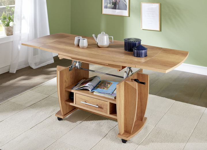 Couchtische - Moderner Couchtisch auf Rollen, in Farbe EICHE, in Ausführung Feste Platte Ansicht 6