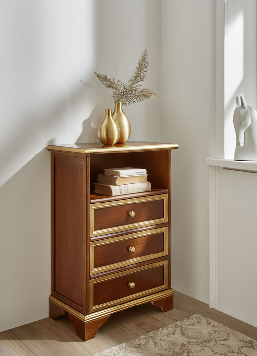 Sideboards & Kommoden - Teilmassive Kommoden in Nussbaum, in Farbe NUSSBAUM-GOLD, in Ausführung Schubladenkommode