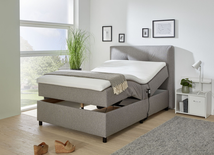 Betten - Polsterbett mit Motor und Topper, in Farbe BEIGE Ansicht 1