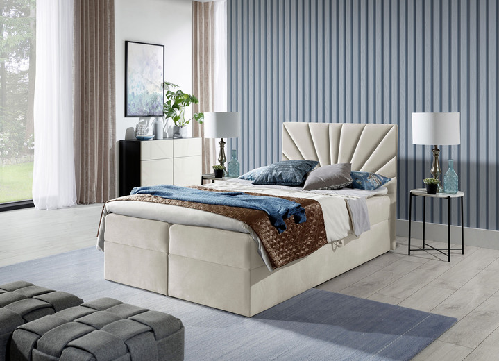Betten - Boxspringbett mit abnehmbaren Topper, in Farbe BEIGE Ansicht 1