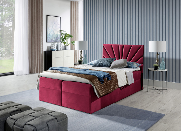 Betten - Boxspringbett mit abnehmbaren Topper, in Farbe ROT Ansicht 1